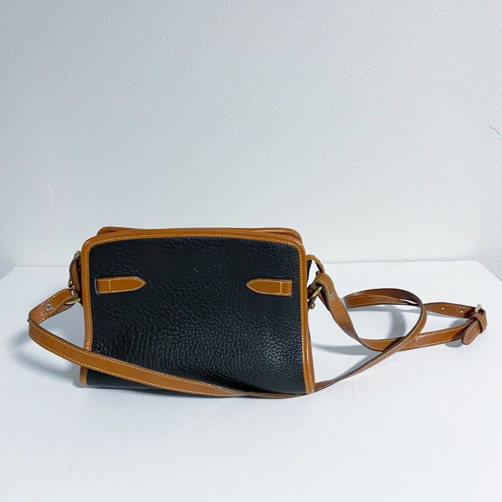 DOONEY & BOURKE ‘All Weather' Leather Black Tan Zip-Top Satchel Handbag VINTAGE - Picture 4 of 9